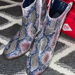 NWB Multicolor Snakeskin Ankle Boots